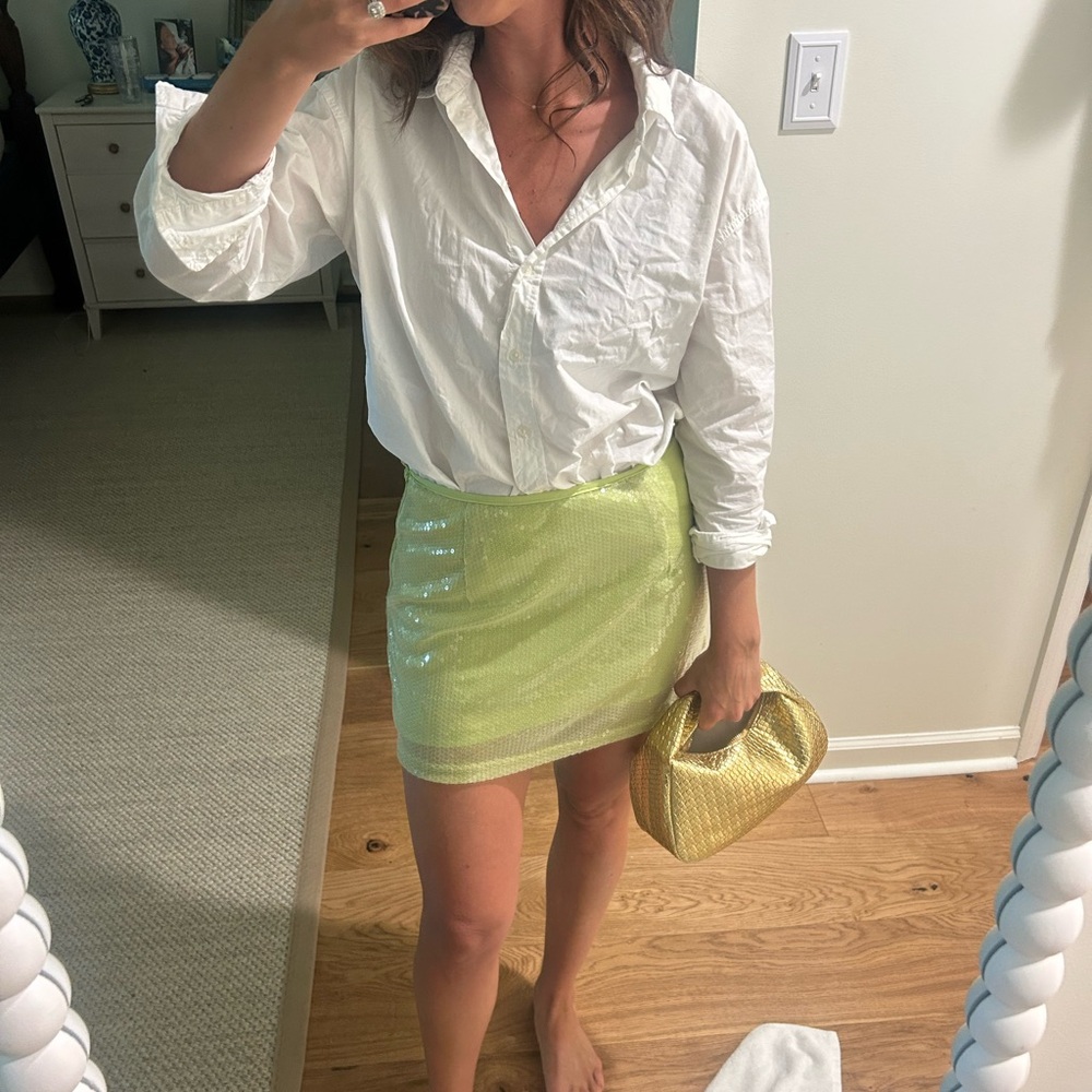 Sequin Mini Skirt in Light Green